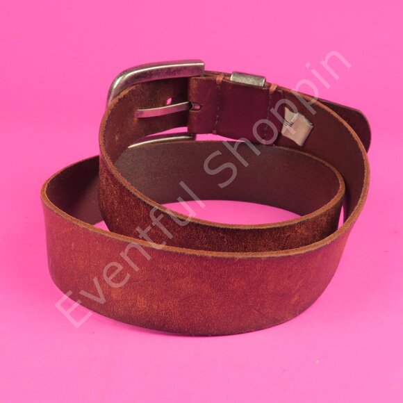 Fossil Georgia Bulldogs Distressed Leather Top Grain Cowhide Belt in Brown 34 - Picture 3 of 9